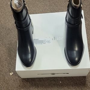 Calvin Klein Gold and Black Combat Moto Boots with Buckle